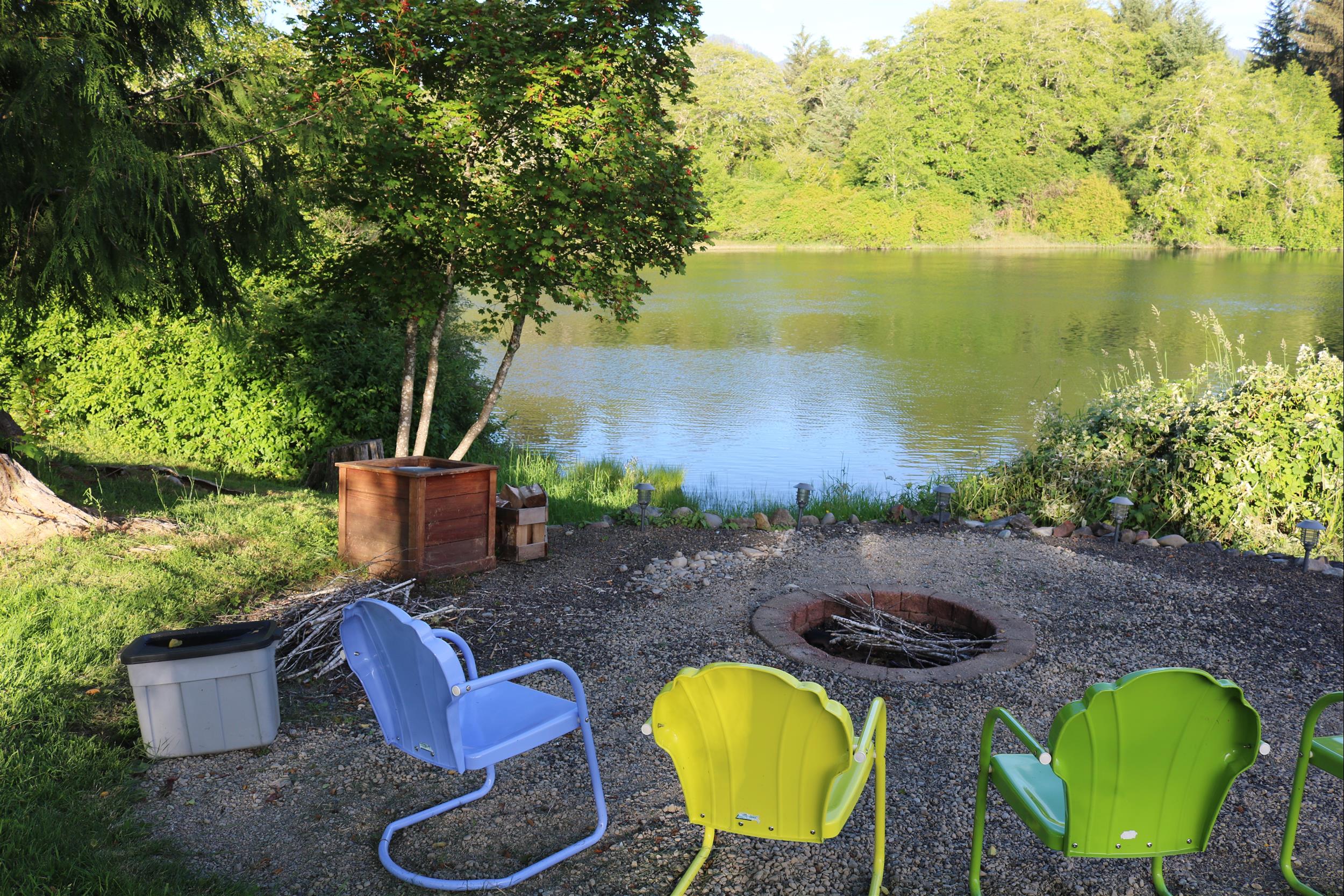 Campfire seating on river