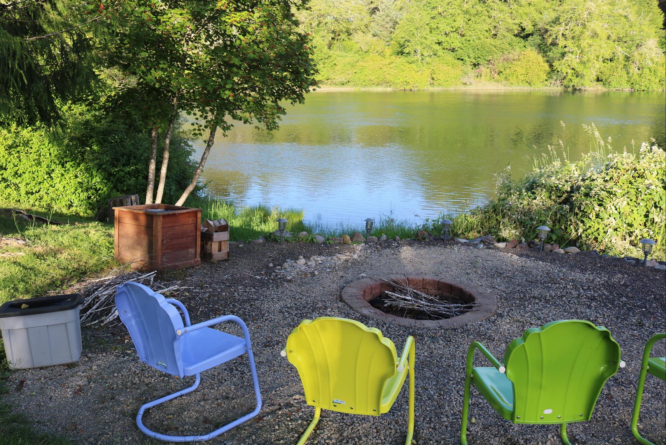 Campfire seating on river